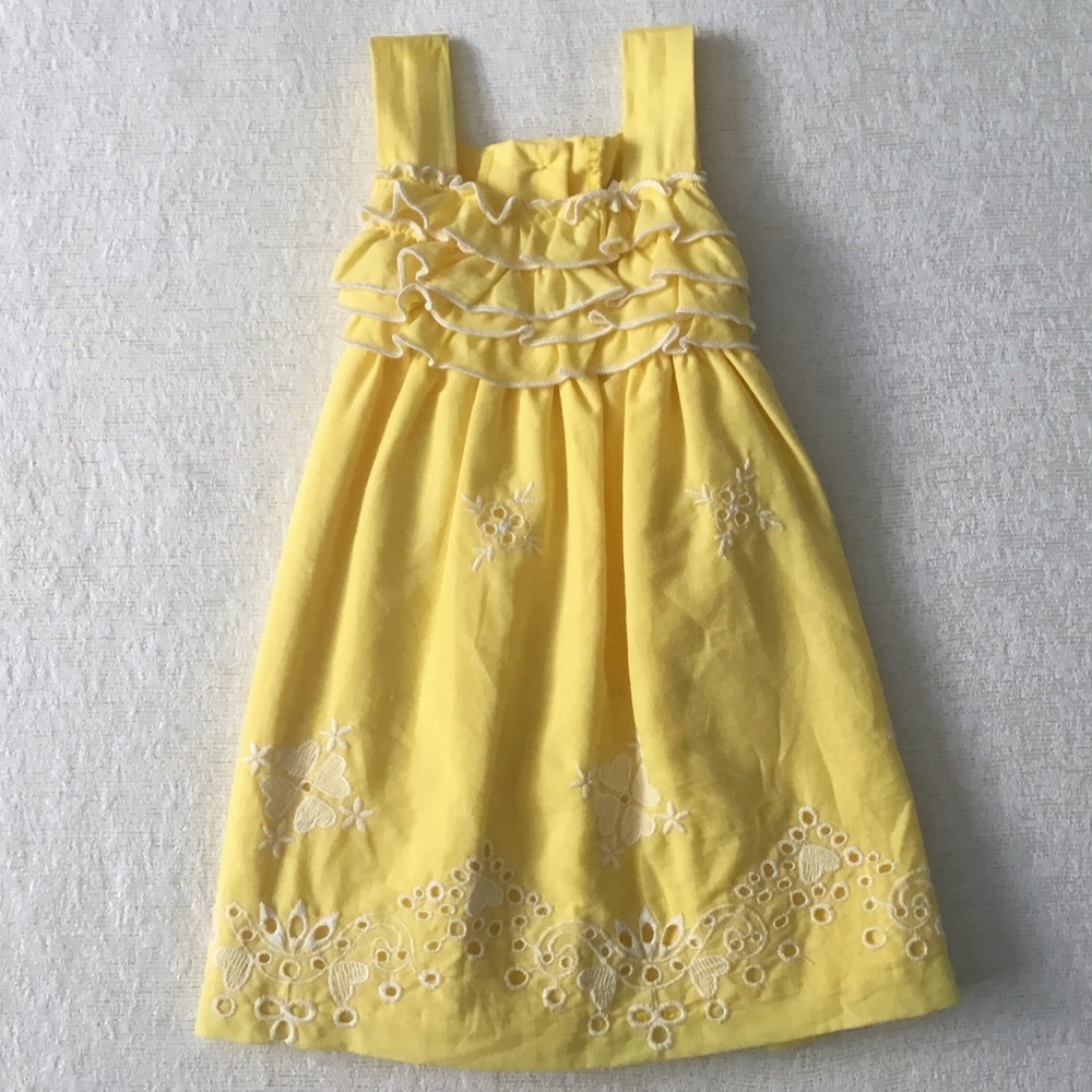 Rare,Too! 12 Month Dress Eyelet Ruffle Yellow NWT